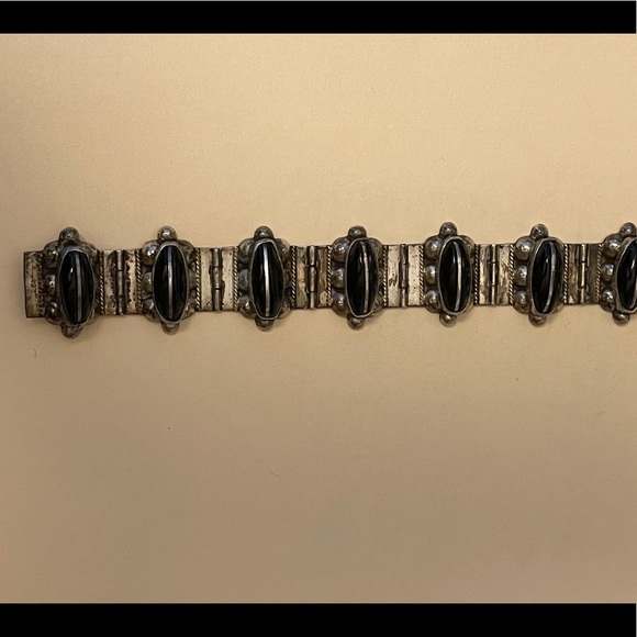 Vintage 925 Sterling Silver 🖤 Onyx Bracelet - Picture 6 of 10